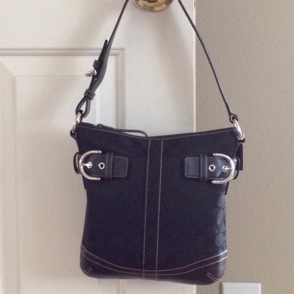 Vintage Small  Black Signature SoHo Coach Shoulder Bag